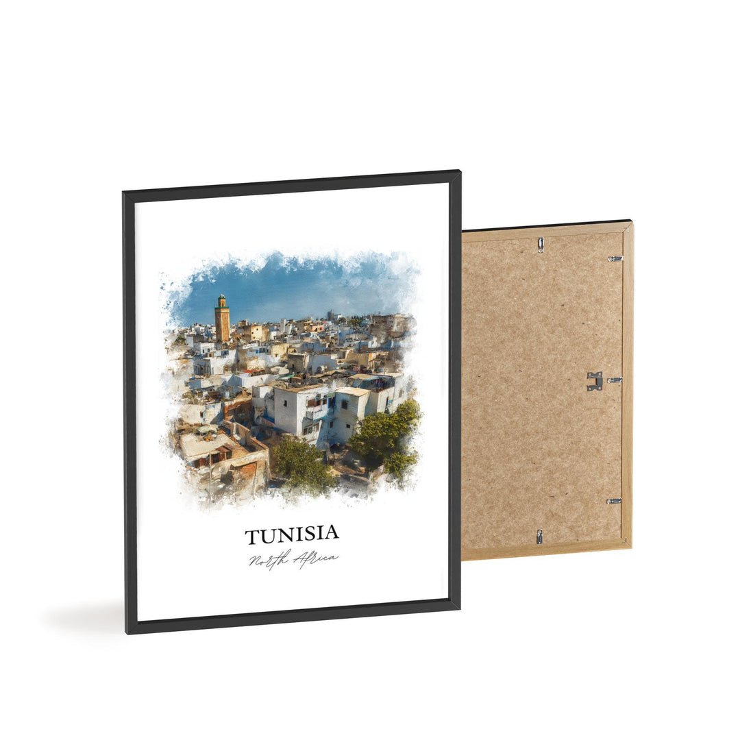 Tunisia Wall Art, Tunisia Africa Print, Tunisia Watercolor Art, Tunisia Gift, Travel Print, Travel Poster, Housewarming Gift