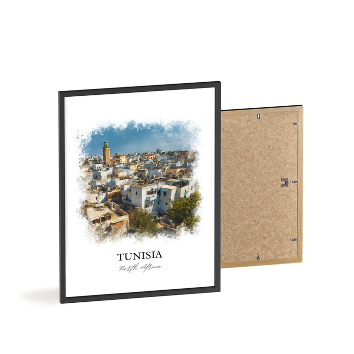 Tunisia Wall Art, Tunisia Africa Print, Tunisia Watercolor Art, Tunisia Gift, Travel Print, Travel Poster, Housewarming Gift