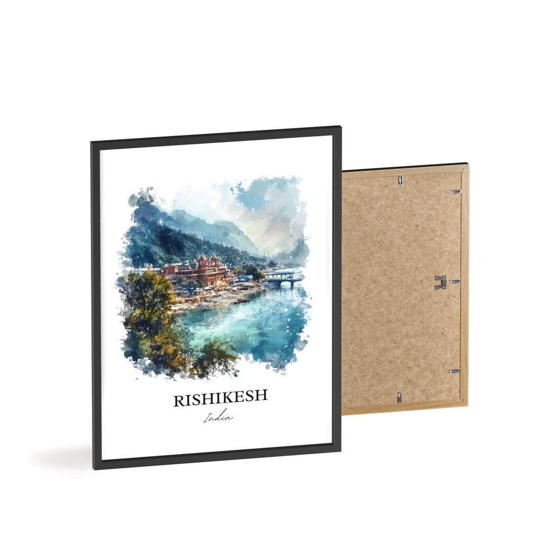 Rishikesh Wall Art, Uttarakhand Print, India Watercolor Art, Rishikesh India Gift, Travel Print, Travel Poster, Housewarming Gift