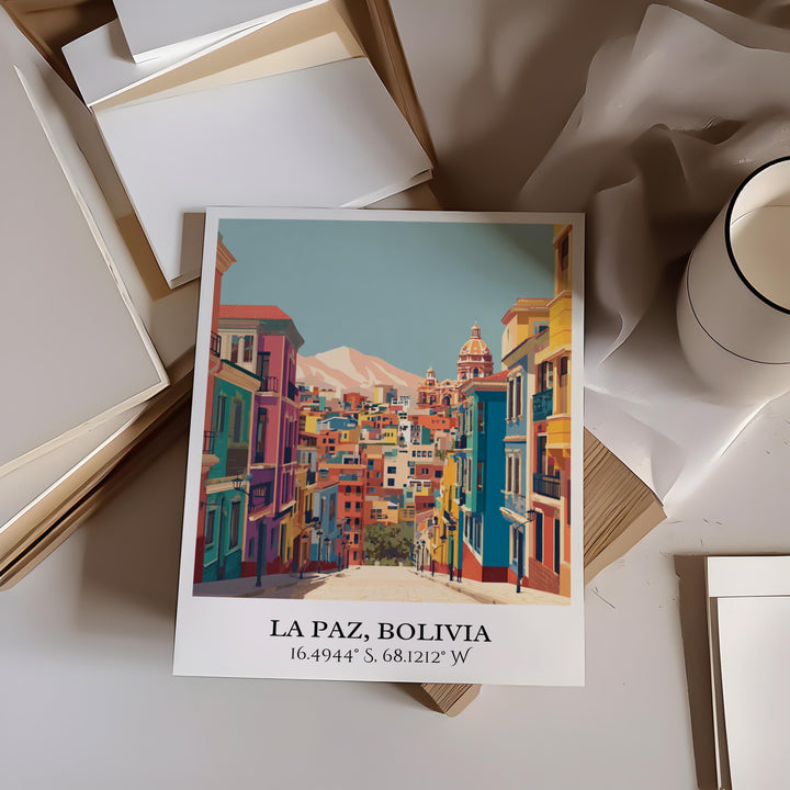 La Paz Art, La Paz Retro Travel Art, La Paz Bolivia Home Decor, Bolivia Gift, Bolivia Travel Art, Travel Prints, Housewarming Gift