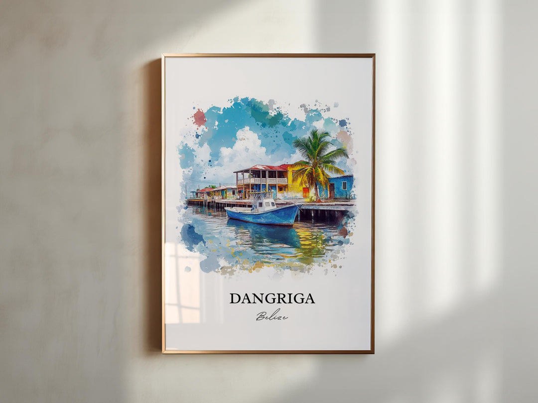 Dangriga Wall Art, Belize Print, Belize Watercolor Art, Dangriga Belize Gift, Travel Print, Travel Poster, Housewarming Gift