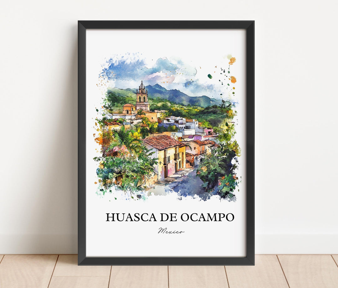 Huasca de Ocampo Wall Art, Hidalgo State Print, Mexico Watercolor Art, Huasca de Ocampo Gift, Travel Print, Travel Poster, Housewarming Gift
