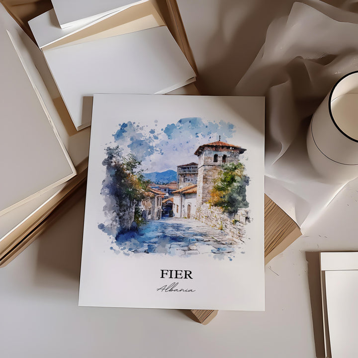 Fier Albania Wall Art, Albania Print, Albania Watercolor Art, Fier Gift, Travel Print, Travel Poster, Housewarming Gift