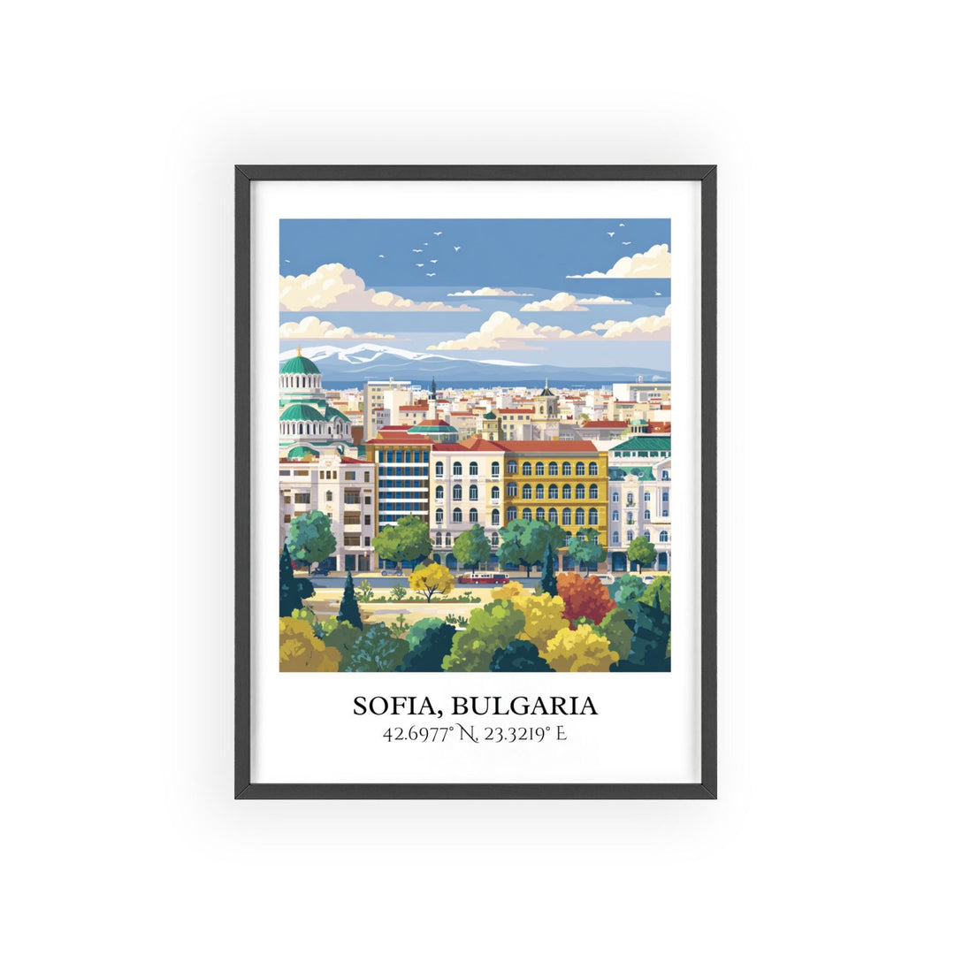 Sofia Bulgaria Art, Bulgaria Retro Travel Art, Bulgaria Home Decor, Bulgaria Gift, Bulgaria Travel Art, Travel Prints, Housewarming Gift