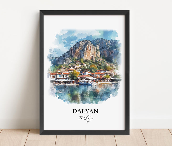 Dalyan Turkey Wall Art, Ortaca District Print, Turkey Watercolor Art, Dalyan Turkey Gift, Travel Print, Travel Poster, Housewarming Gift