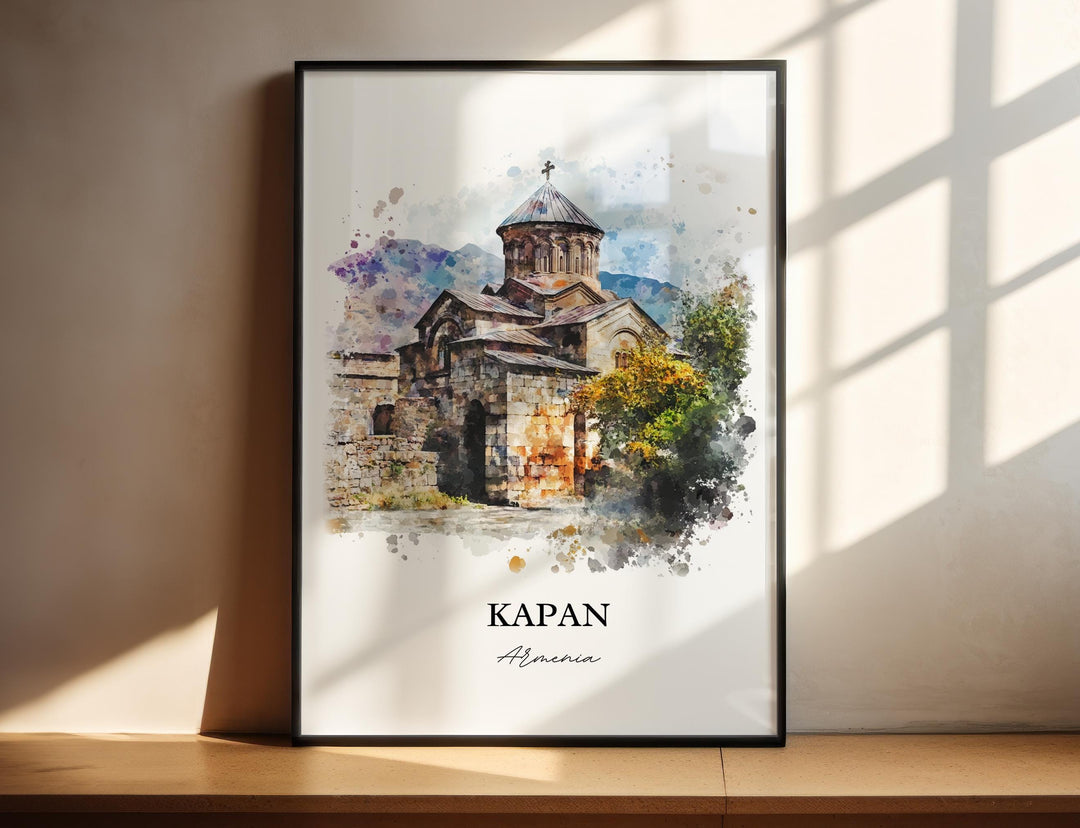 Kapan Armenia Wall Art, Syunik Province Print, Armenia Watercolor Art, Kapan Armenia Gift, Travel Print, Travel Poster, Housewarming Gift