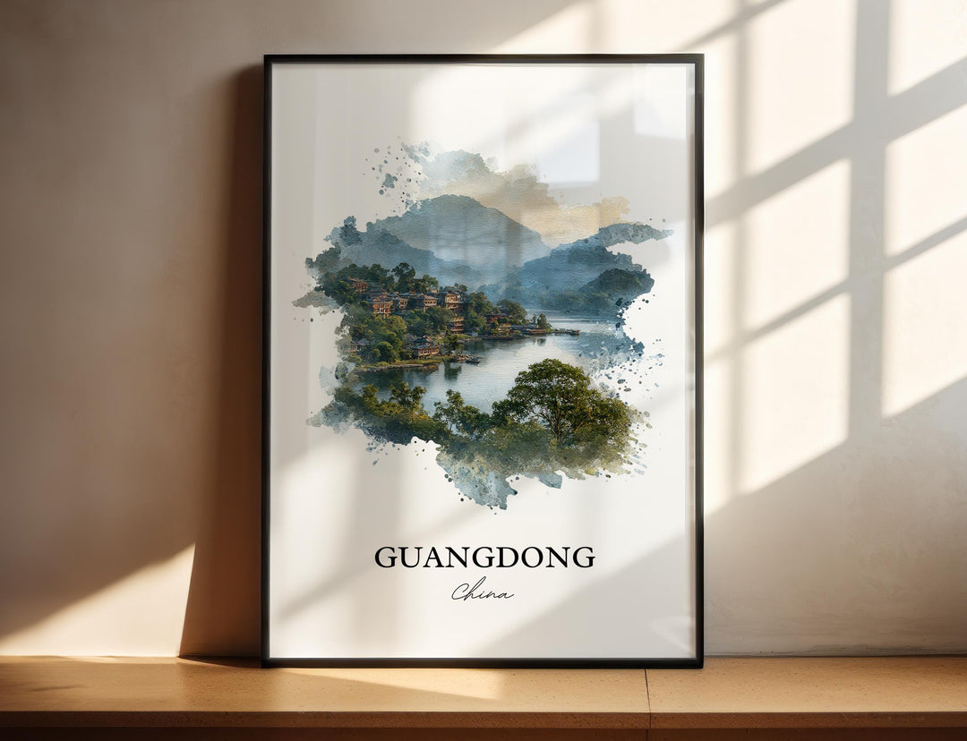 Guangdong China Wall Art, Guangdong Print, Guangdong Watercolor Art, Guangdong Gift, China Travel Print, Travel Poster, Housewarming Gift