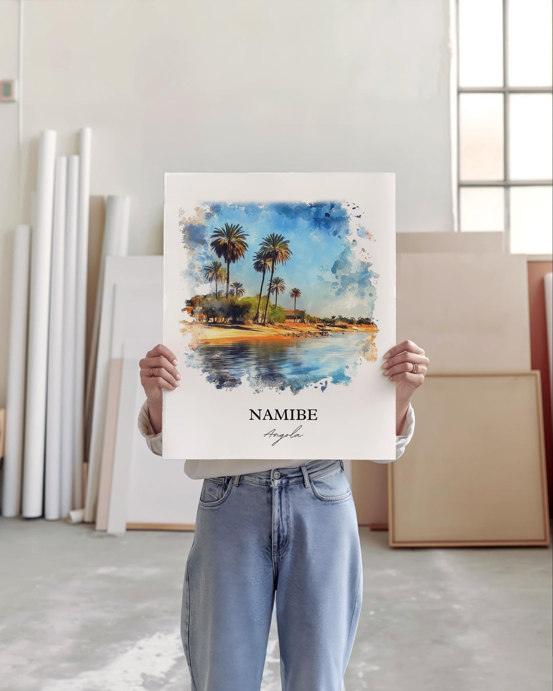 Namibe Angola Wall Art, Angola Print, Angola Watercolor Art, Namibe Gift, Travel Print, Travel Poster, Housewarming Gift