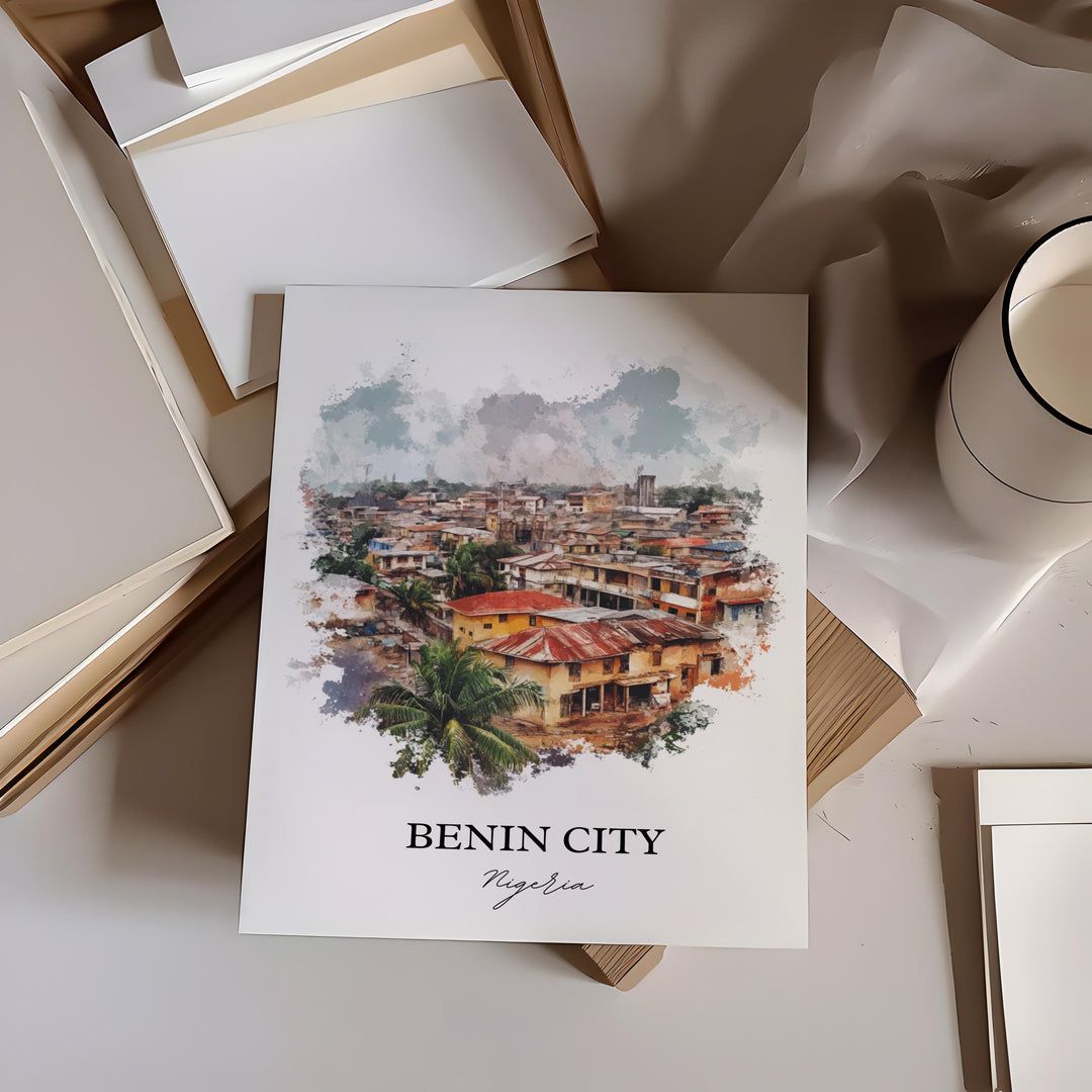 Benin City Wall Art, Nigeria Print, Nigeria Watercolor At, Benin City Gift, Travel Print, Travel Poster, Housewarming Gift