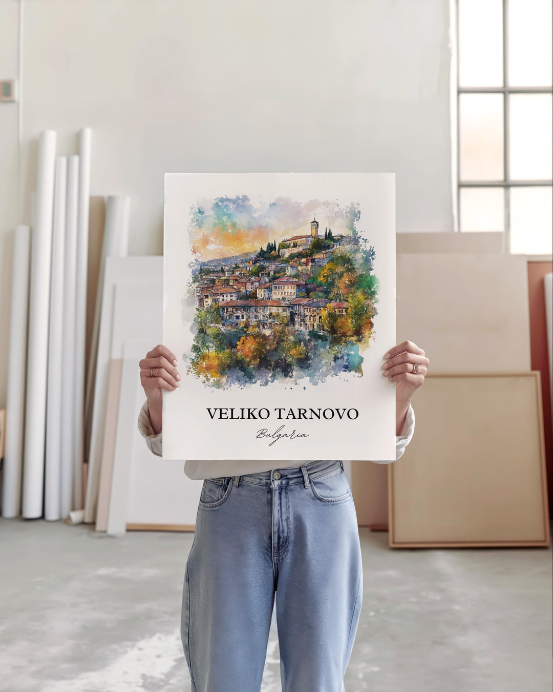 Veliko Tarnovo Wall Art, Bulgaria Print, Bulgaria Watercolor Art, Veliko Tarnovo Gift, Travel Print, Travel Poster, Housewarming Gift