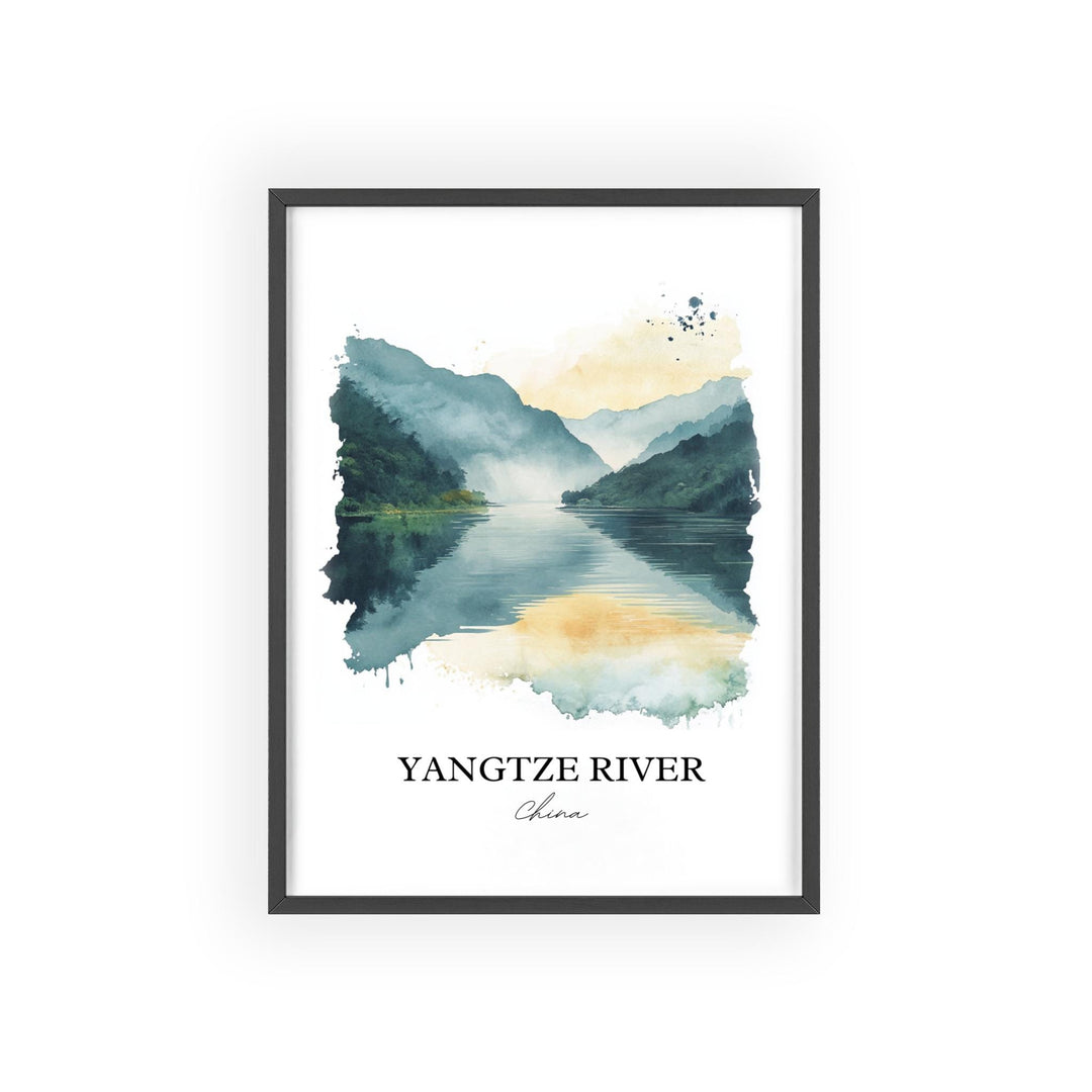 Yangtze River Wall Art, Yangtze River Print, China Watercolor Art, Yangtze River Gift, Travel Print, Travel Poster, Housewarming Gift