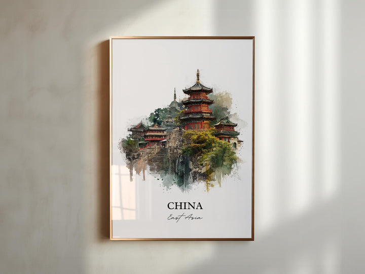 China Wall Art, China Print, China Watercolor Art, China Country Gift, Travel Print, Travel Poster, Housewarming Gift