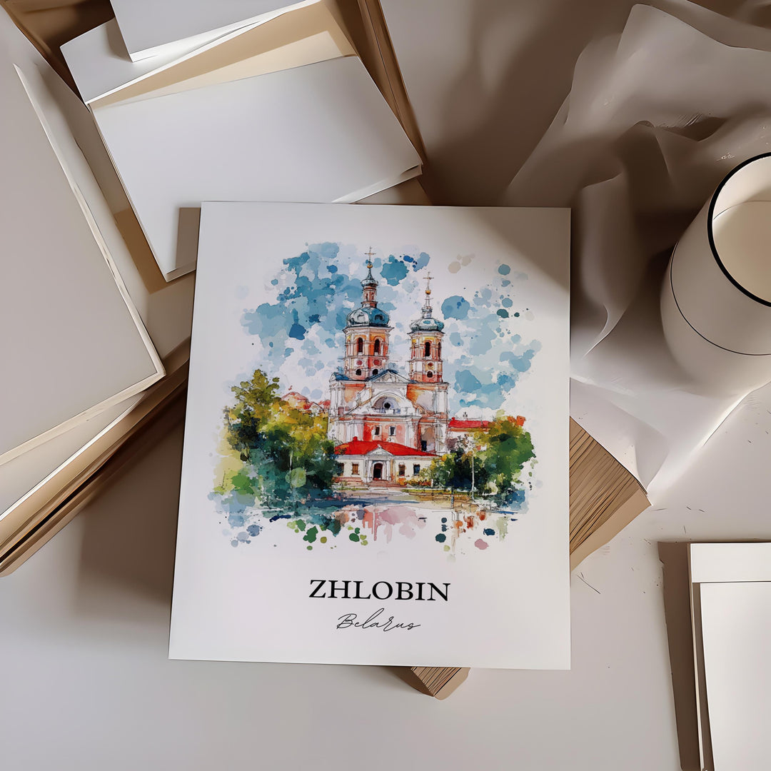 Zhlobin Wall Art, Gomel Region Print, Belarus Watercolor Art, Zhlobin Belarus Gift, Travel Print, Travel Poster, Housewarming Gift