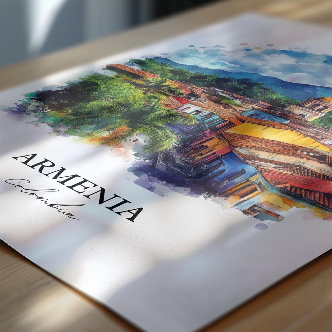 Armenia Colombia Wall Art, Quindío Print, Colombia Watercolor Art, Armenia Colombia Gift, Travel Print, Travel Poster, Housewarming Gift
