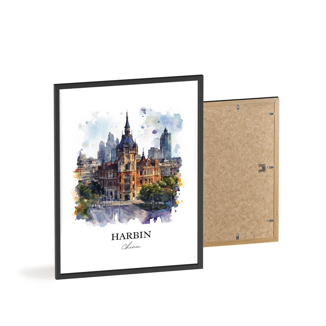 Harbin China Wall Art, Heilongjiang Province Print, China Watercolor Art, Harbin China Gift, Travel Print, Travel Poster, Housewarming Gift