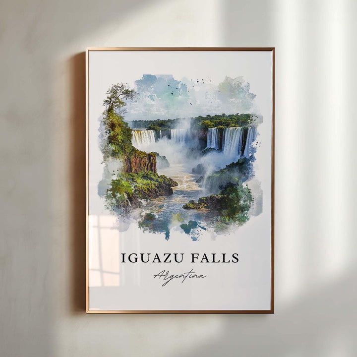 Iguazu Falls Wall Art, Iguazu Falls Print, Iguazu Falls Watercolor Art, Argentina Gift, Travel Print, Travel Poster, Housewarming Gift