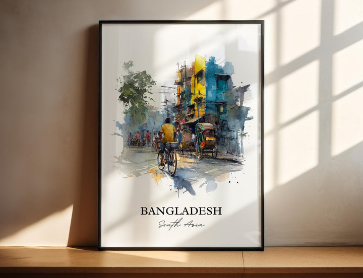 Bangladesh Wall Art, Bangladesh Print, Bangladesh Watercolor Art, Bangladesh Gift, Travel Print, Travel Poster, Housewarming Gift