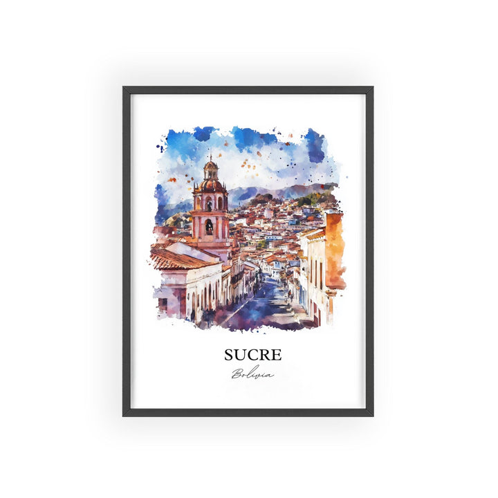 Sucre Bolivia Wall Art, Chuquisaca Dept Print, Bolivia Watercolor Art, Sucre Bolivia Gift, Travel Print, Travel Poster, Housewarming Gift
