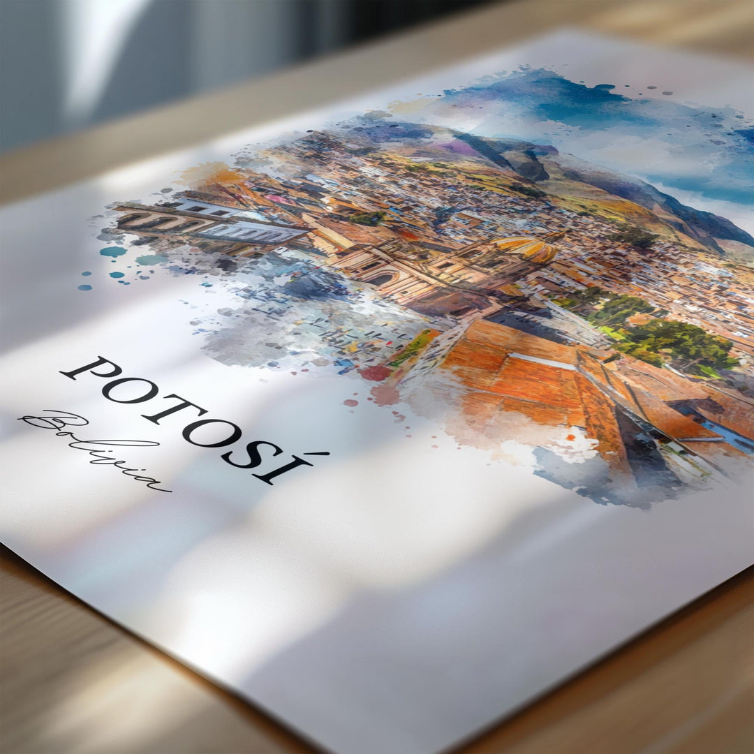 Potosí Bolivia Wall Art, Potosí Print, Bolivia Watercolor Art, Potosí Bolivia Gift, Travel Print, Travel Poster, Housewarming Gift