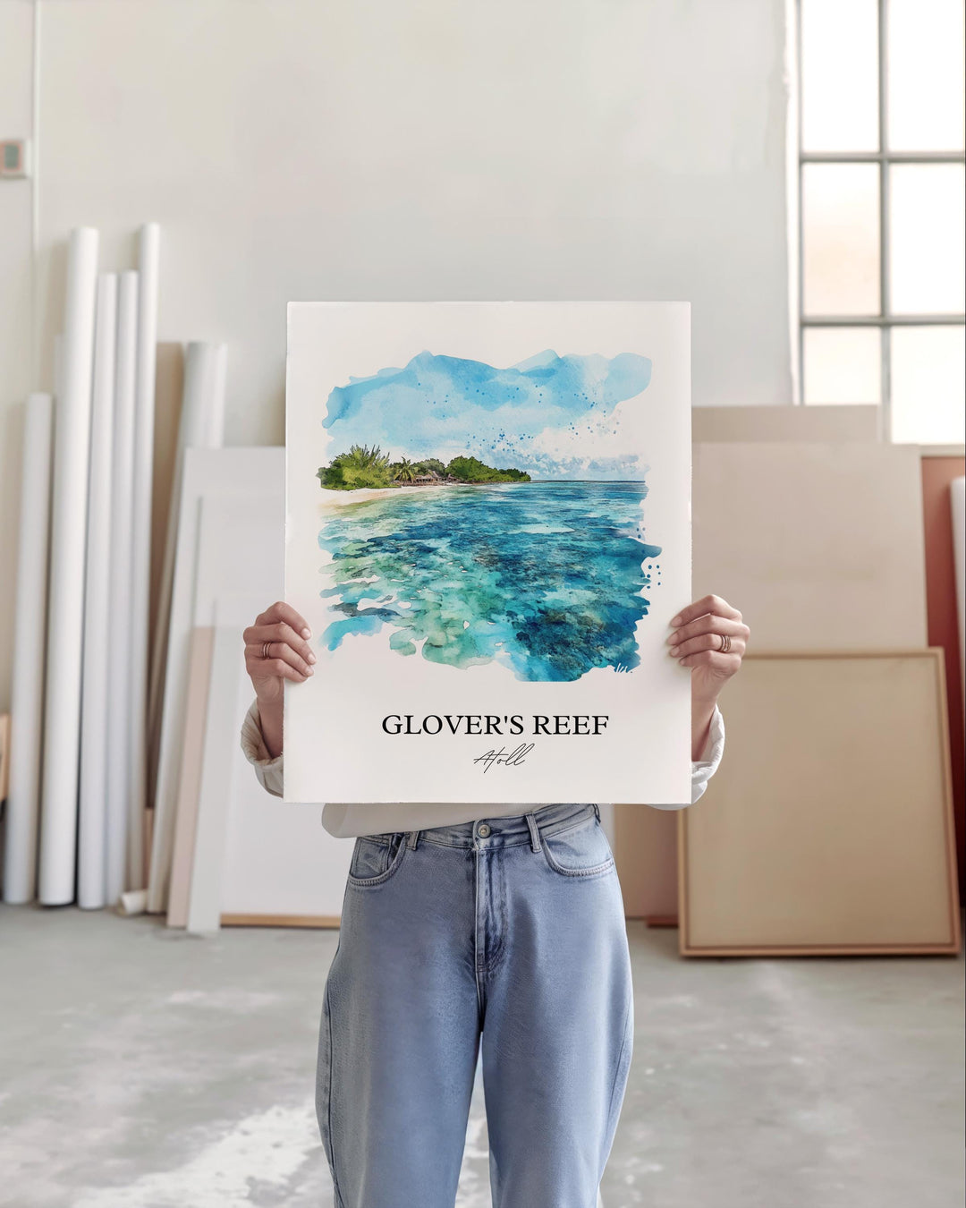 Glovers Reef Wall Art, Belize Print, Belize Watercolor Art, Glovers Reef Gift, Travel Print, Travel Poster, Housewarming Gift