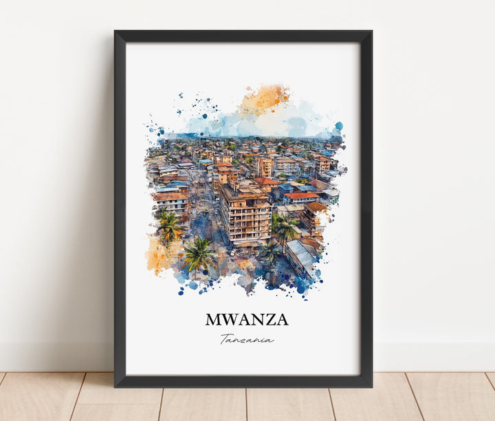 Mwanza Wall Art, Tanzania Print, Tanzania Watercolor Art, Mwanza Tanzania Gift, Travel Print, Travel Poster, Housewarming Gift