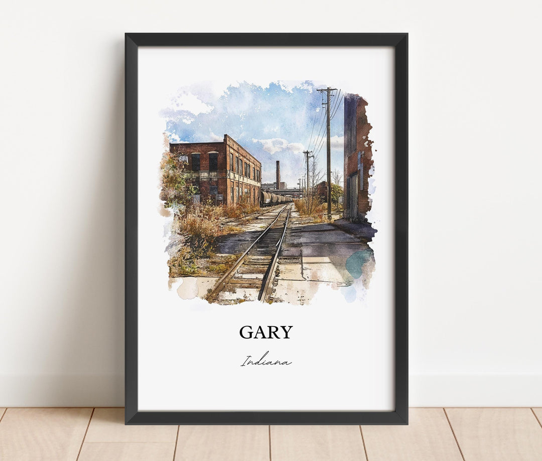 Gary Indiana Wall Art, Lake County IN Print, Indiana Watercolor Art, Gary Indiana Gift, Travel Print, Travel Poster, Housewarming Gift