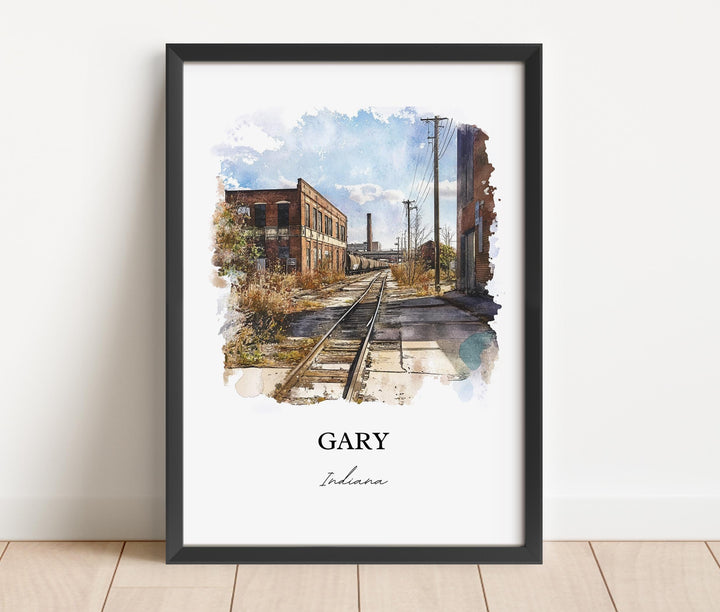 Gary Indiana Wall Art, Lake County IN Print, Indiana Watercolor Art, Gary Indiana Gift, Travel Print, Travel Poster, Housewarming Gift