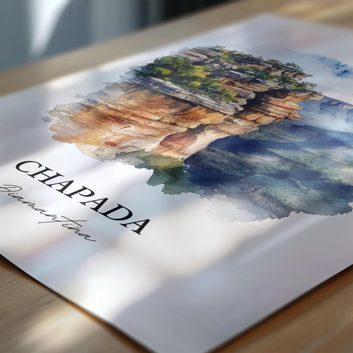 Chapada Diamantina Art, State of Bahia Print, Brazil Watercolor Art, Chapada Diamantina Gift, Travel Print, Travel Poster, Housewarming Gift