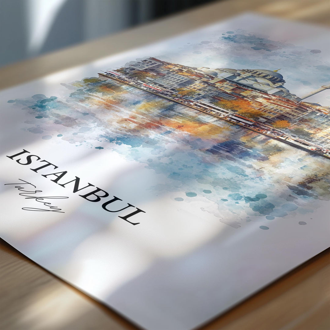 Istanbul Wall Art, Istanbul Turkey Print, Turkey Watercolor Art, Istanbul Gift, Travel Print, Travel Poster, Housewarming Gift