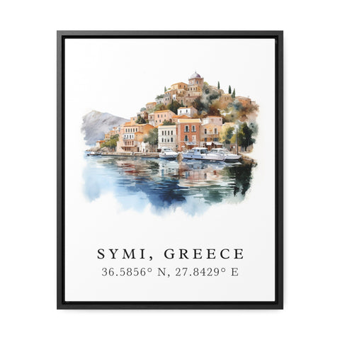 Symi traditional travel art - Greece, Symi poster, Wedding gift, Birthday present, Custom Text, Personalised Gift