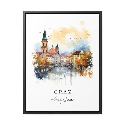Graz traditional travel art - Austria, Graz poster, Wedding gift, Birthday present, Custom Text, Personalized Gift