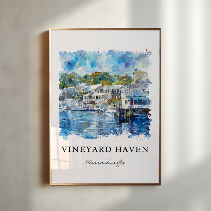 Vineyard Haven Art, Tisbury Print, Martha's Vineyard Watercolor Art, Vineyard Haven Gift,