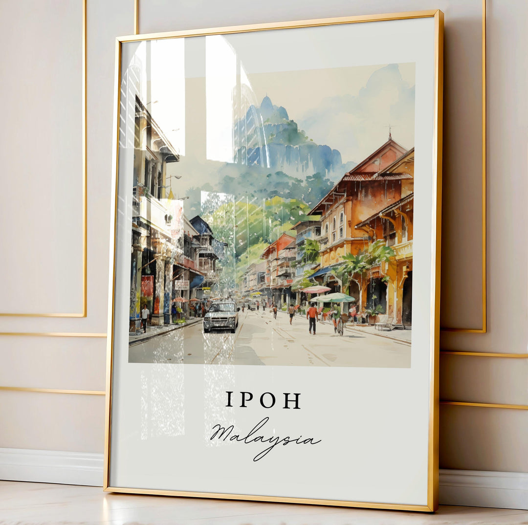 Ipoh Malaysia Wall Art, Ipoh Print, Ipoh Watercolor Art, Ipoh Malaysia Gift,