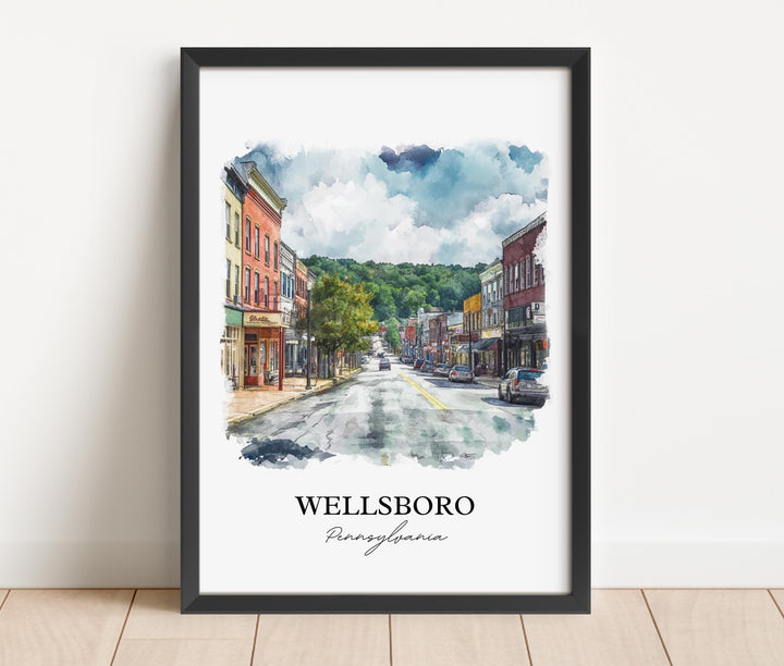 Wellsboro, Pennsylvania, USA – Watercolor Art Print