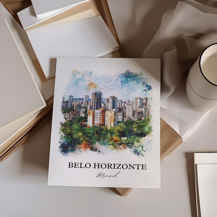 Belo Horizonte, Brazil – Watercolor Art Print