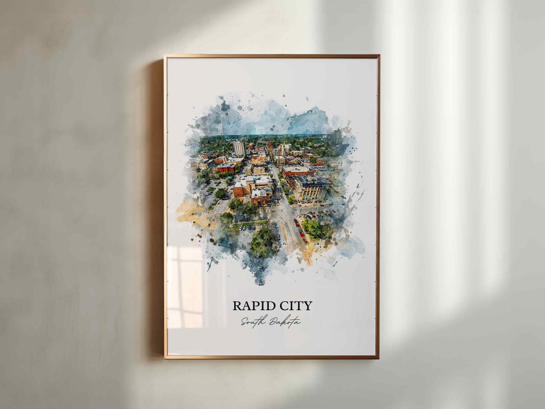 Rapid City, South Dakota – Watercolor Art Print