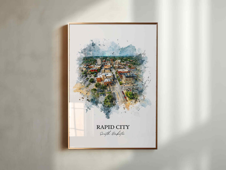 Rapid City, South Dakota – Watercolor Art Print