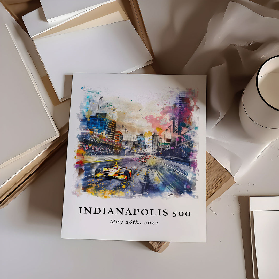 Indy 500 Wall Art, Indianpolis 500 Print, Indy 500 Watercolor, Indy 500 Art Gift,