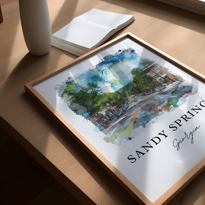 Sandy Springs GA Art, Sandy Springs Print, Sandy Springs Watercolor Art, Fulton County Gift,