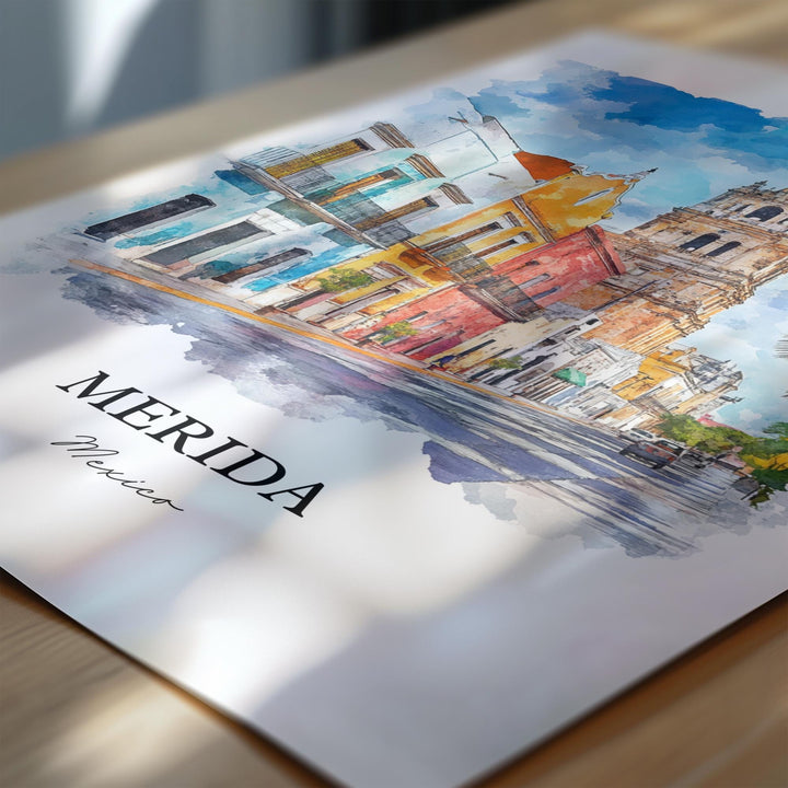 Merida Mexico Wall Art, Yucatán MX Print, Mexico Watercolor Art, Merida Gift, Travel Print, Travel Poster, Housewarming Gift