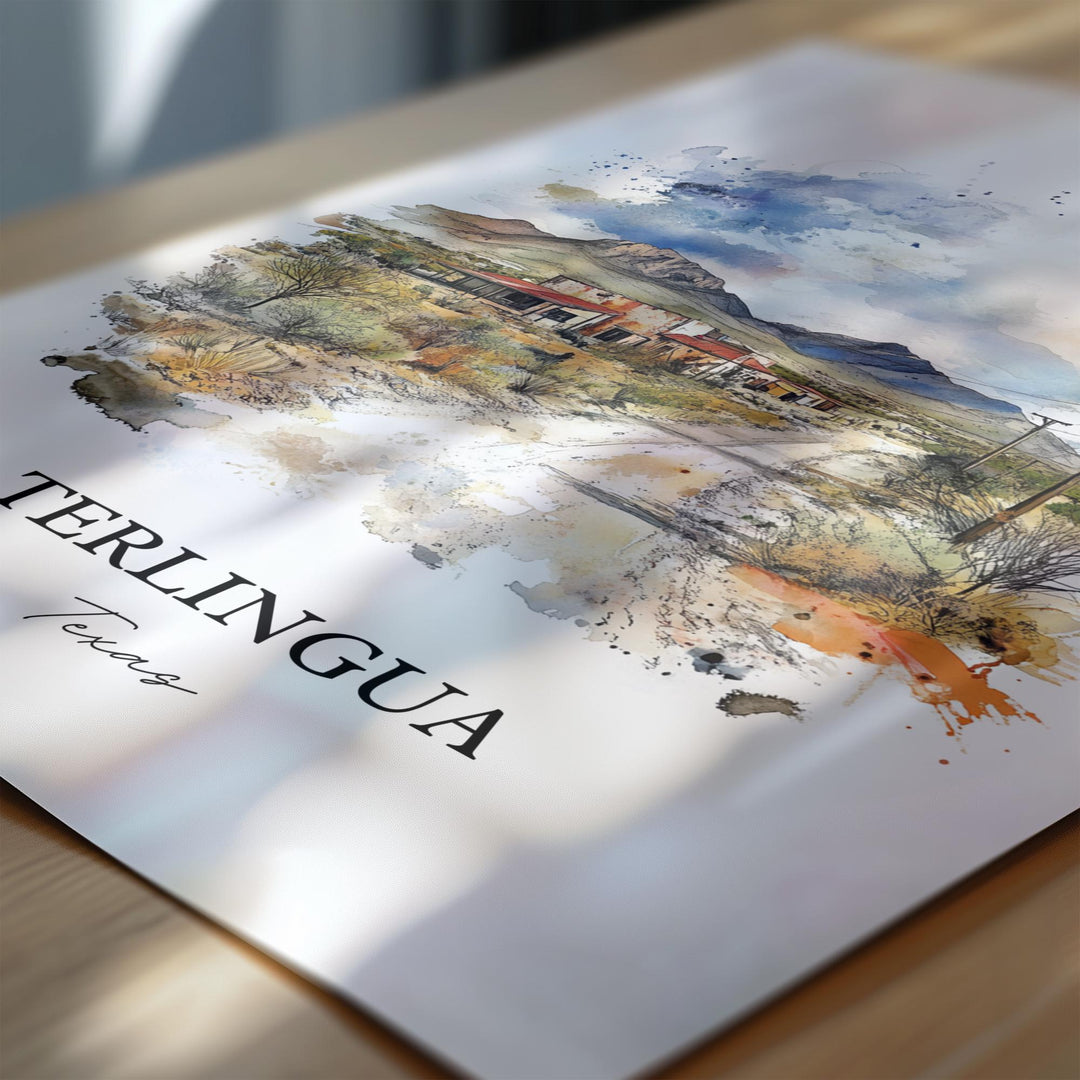 Terlingua TX Wall Art, Terlingua Print, Texas Watercolor Art, Terlingua Texas Gift, Travel Print, Travel Poster, Housewarming Gift