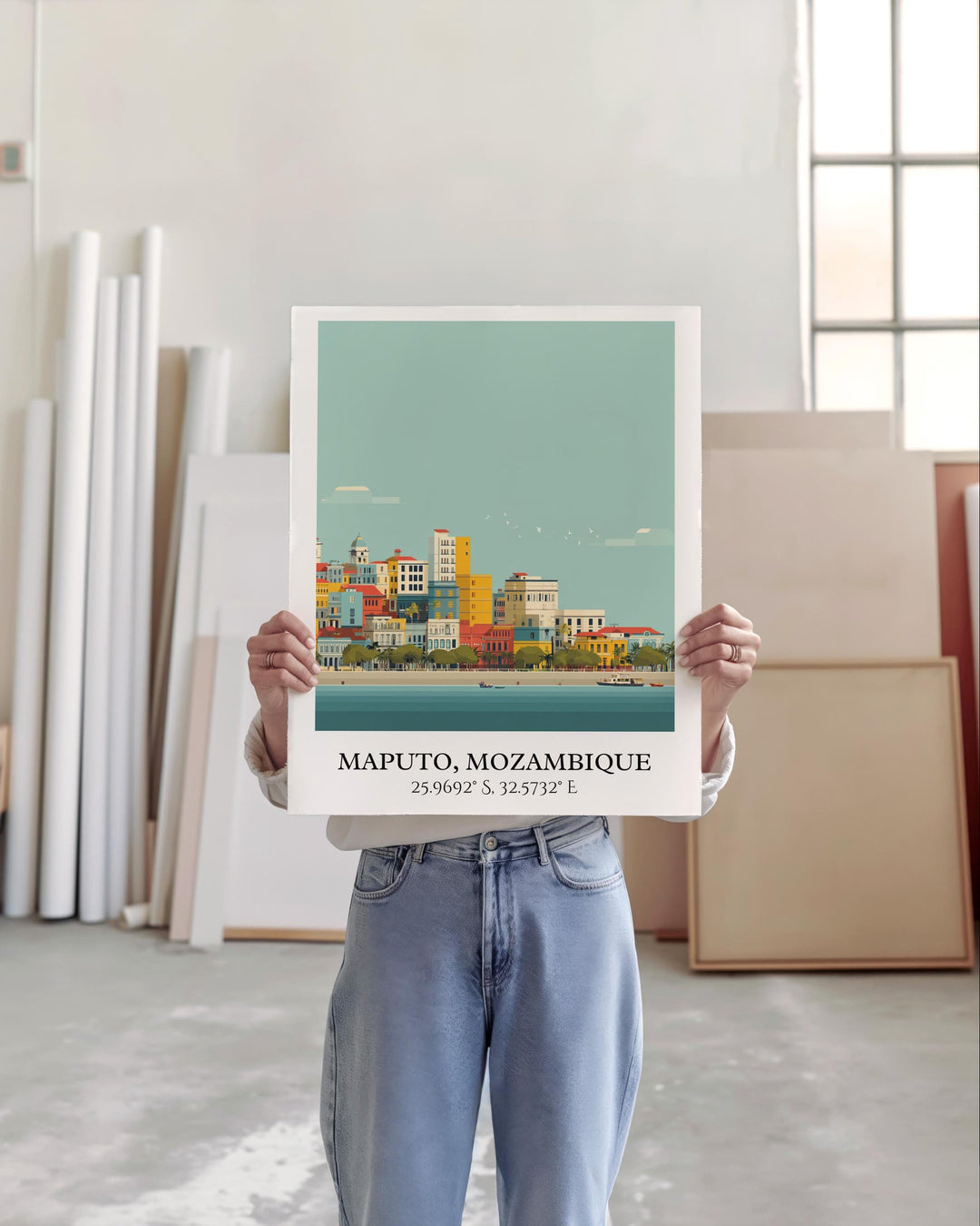 Maputo Art, Maputo Retro Travel Art, Maputo Mozambique Home Decor, Mozambique Gift, Mozambique Travel Art, Travel Prints, Housewarming Gift