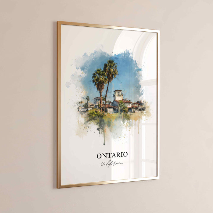Ontario California Wall Art, Ontario CA Print, Los Angeles Watercolor Art, Los Angeles Gift, Travel Print, Travel Poster, Housewarming Gift