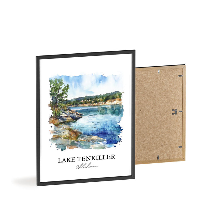 Lake Tenkiller Wall Art, Tenkiller Ferry Lake Print, Oklahoma Artwork, Lake Tenkiller Gift, Travel Print, Travel Poster, Housewarming Gift