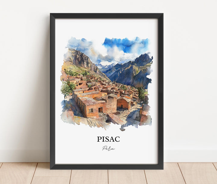 Pisac Peru Wall Art, Sacred Valley Peru Print, Peru Watercolor Art, Pisac Peru Gift, Travel Print, Travel Poster, Housewarming Gift