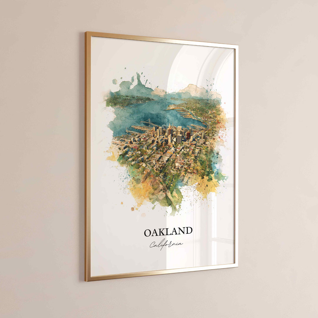 Oakland, California Wall Art, Oakland Print, California Watercolor Art, Bay Area California Gift, Travel Print, Travel Poster, Housewarming Gift