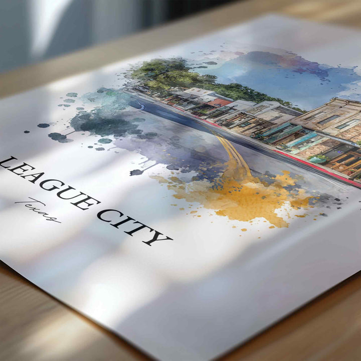 League City, Texas – Watercolor Art Print