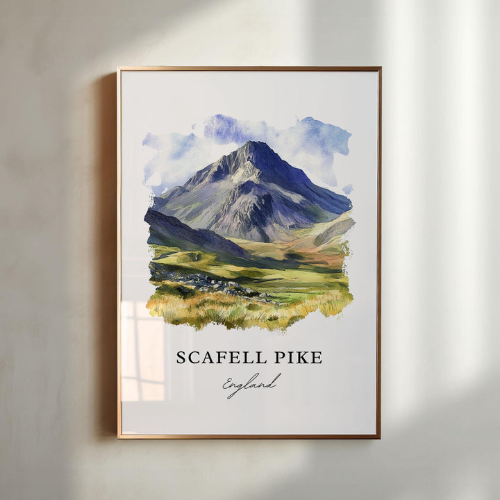 Scafell Pike England Art, Scafell Pike Print, Scafell Pike Watercolor Art, Cumbria UK Gift,