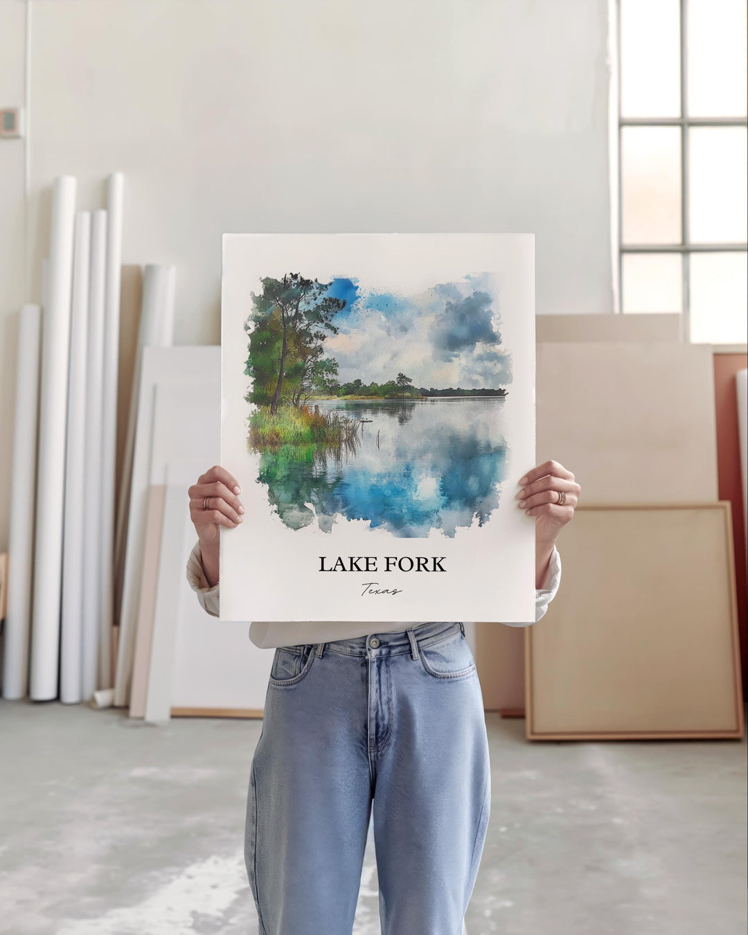 Lake Fork, TX, USA – Watercolor Art Print