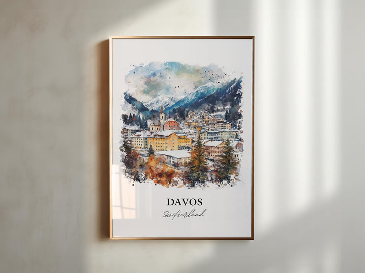 Davos Travel Print Wall Art Davos Wall Hanging Home Décor Davos Gift Art Lovers Switzerland Art Lover Gift Davos Poster